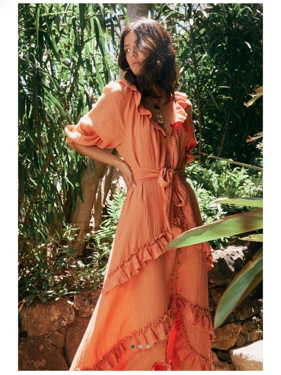 Free People Rust Ruffle-Front Maxi Dress - Picture 7 of 7